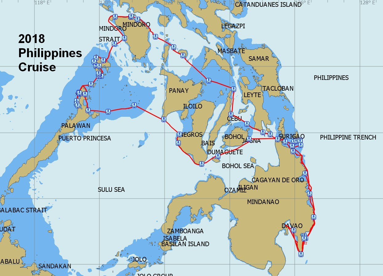 Map of our cruise through the Philippines