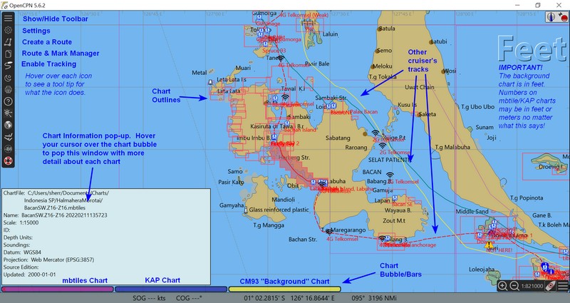 OpenCPN Chart Screen Annotated